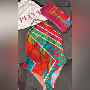 Pink and Blue and orange  100% original Emilio Pucci swimsuit with scarf